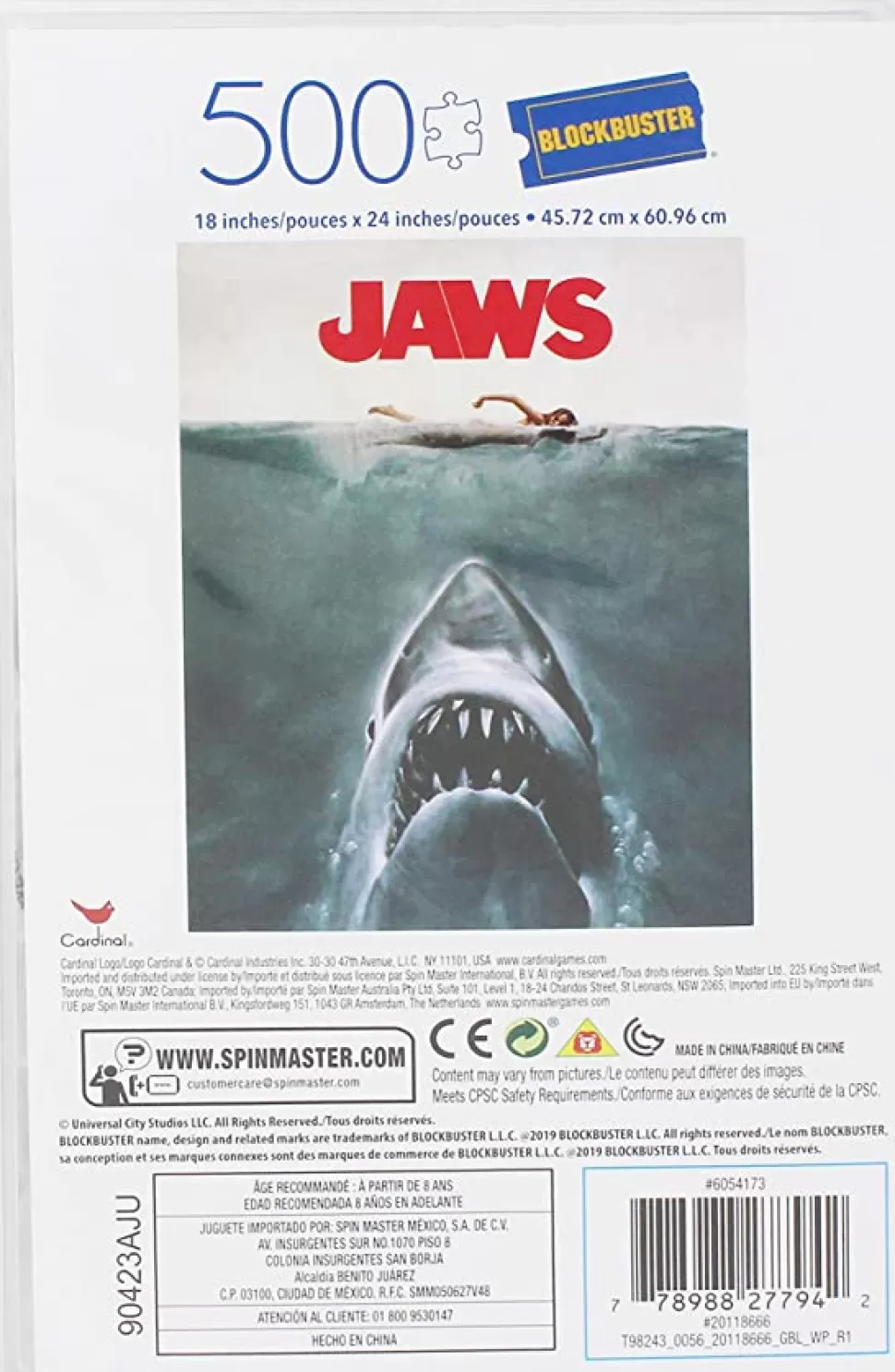 Entertainment Earth Jaws Movie 500-Piece Puzzle In Plastic Retro Blockbuster Vhs Video Case* Puzzles And Games