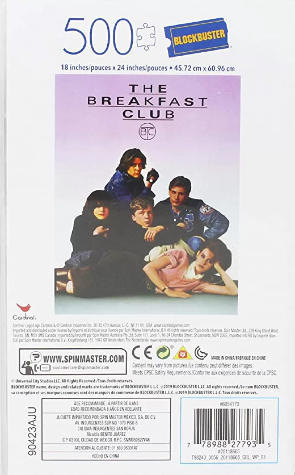 Entertainment Earth The Breakfast Club 500-Piece Puzzle In Plastic Retro Blockbuster Vhs Video Case* Puzzles And Games
